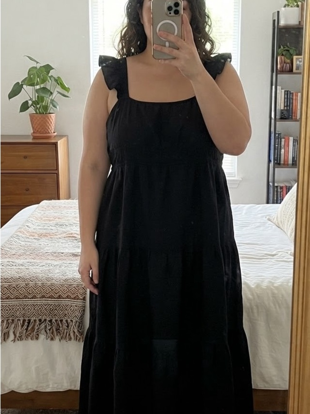Target Black Ruffle-Strap Tiered Midi Dress - Size 18 - Excellent Condition